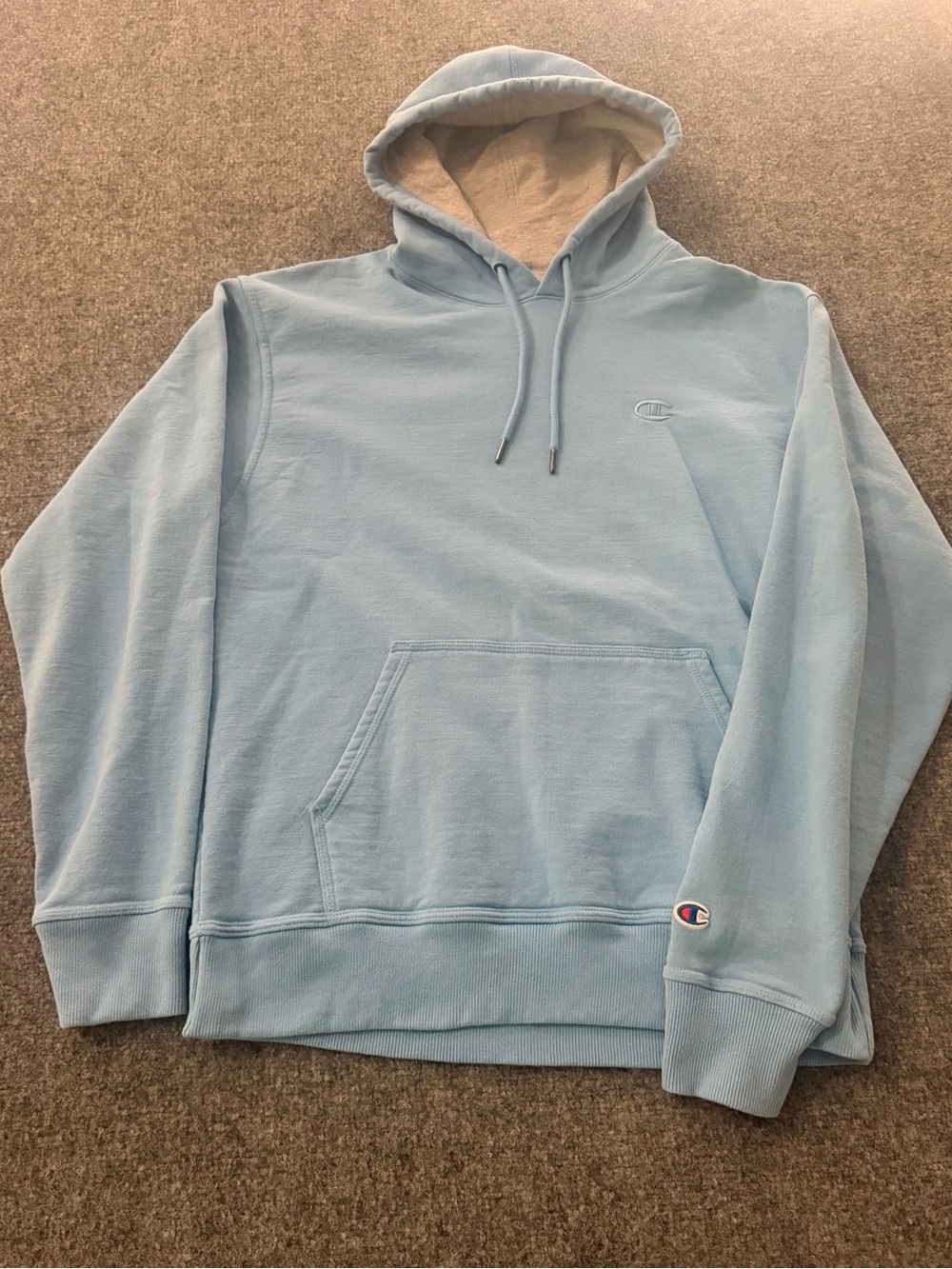 Champion Men's Hooded Sweatshirt in Light Blue
